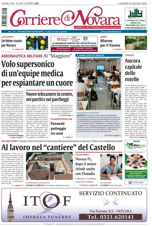 Copertina Corriere di Novara 19/06/2025