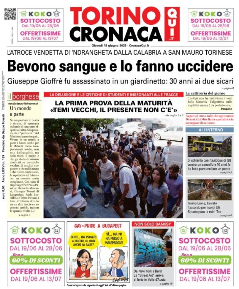 Prima Pagina CronacaQui 19/06/2025