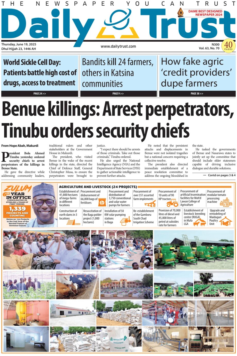Prima Pagina Daily Trust 19/06/2025