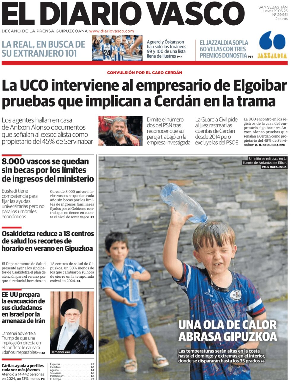 Prima Pagina El Diario Vasco 19/06/2025