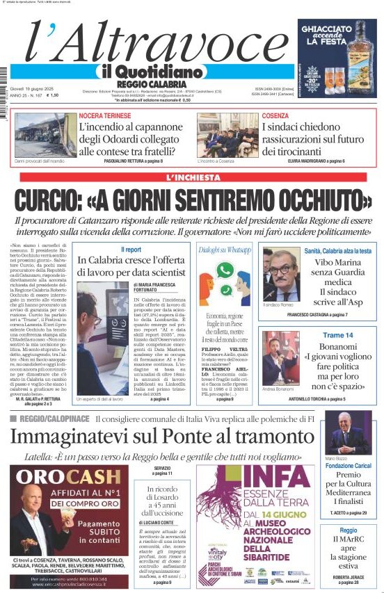 Prima Pagina Il Quotidiano del Sud (Reggio Calabria) 19/06/2025