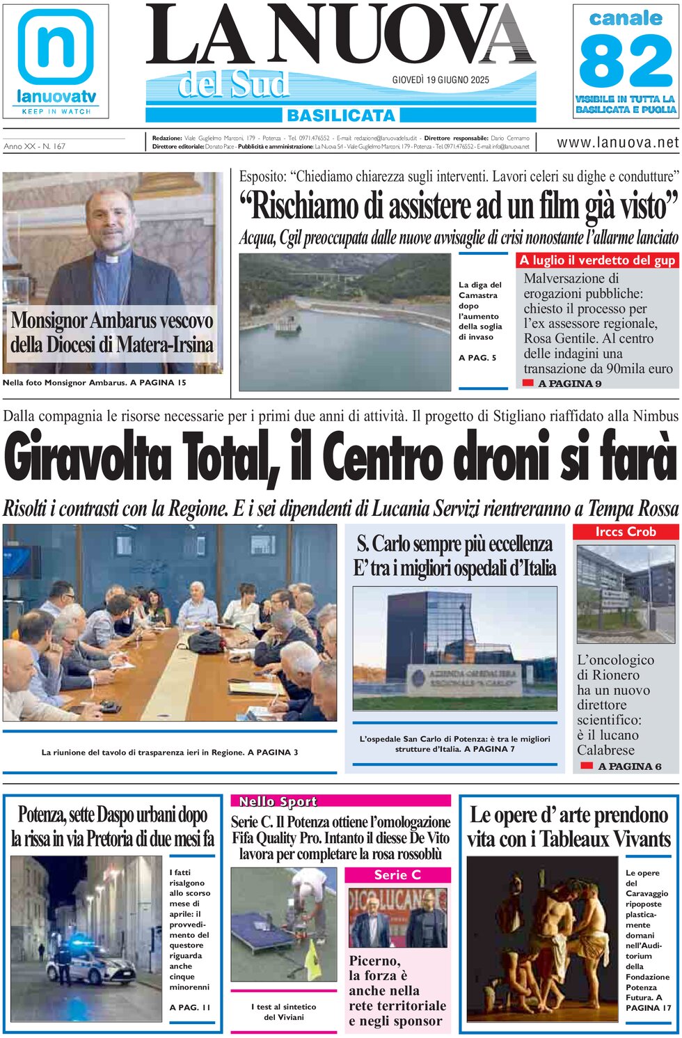 Prima Pagina La Nuova del Sud (Basilicata) 19/06/2025