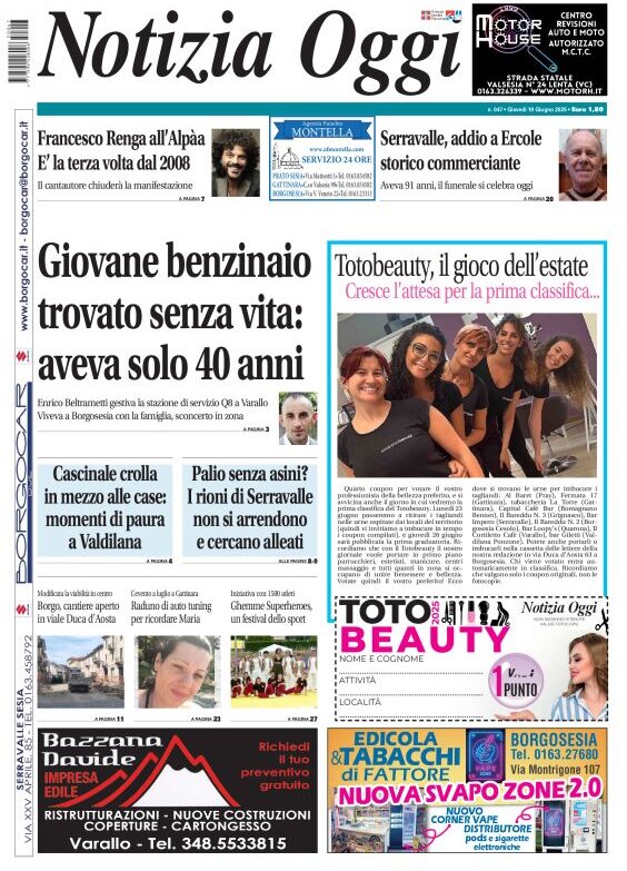 Prima Pagina Notizia Oggi 19/06/2025