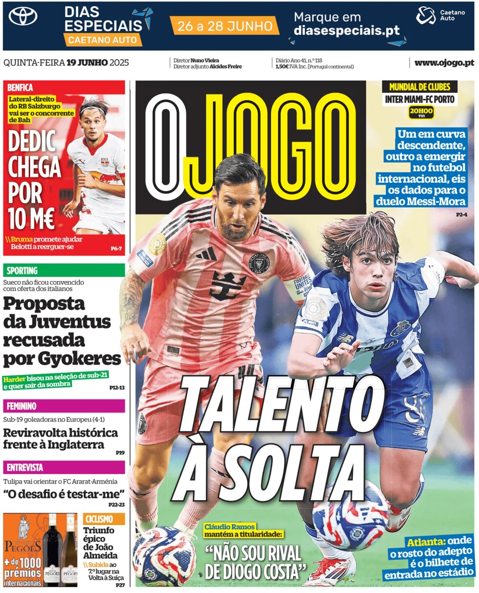 Prima Pagina O Jogo 19/06/2025