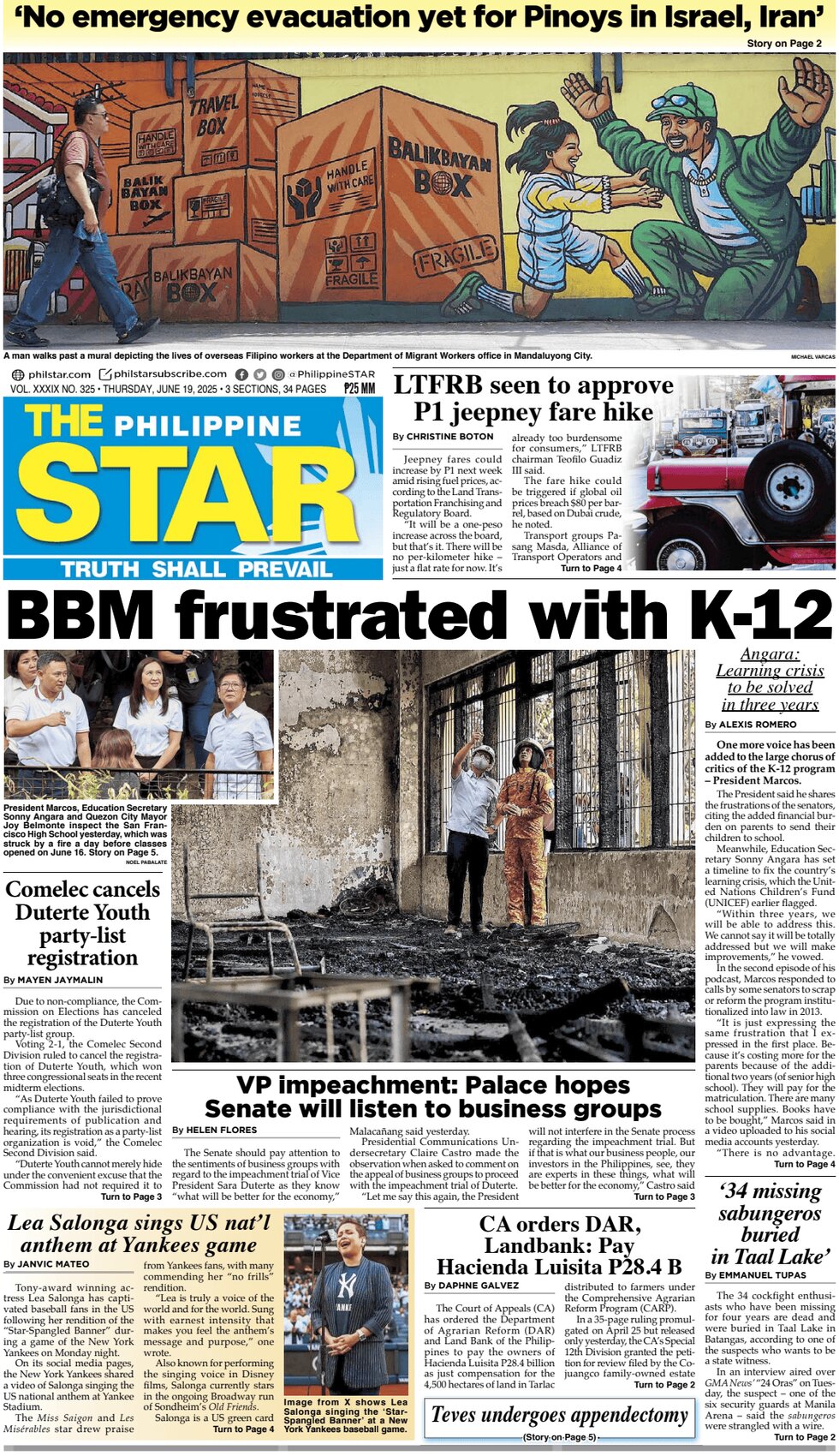 Prima Pagina The Philippine Star 19/06/2025