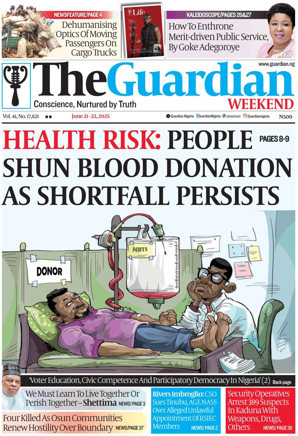 Prima Pagina The Guardian (Nigeria) 21/06/2025
