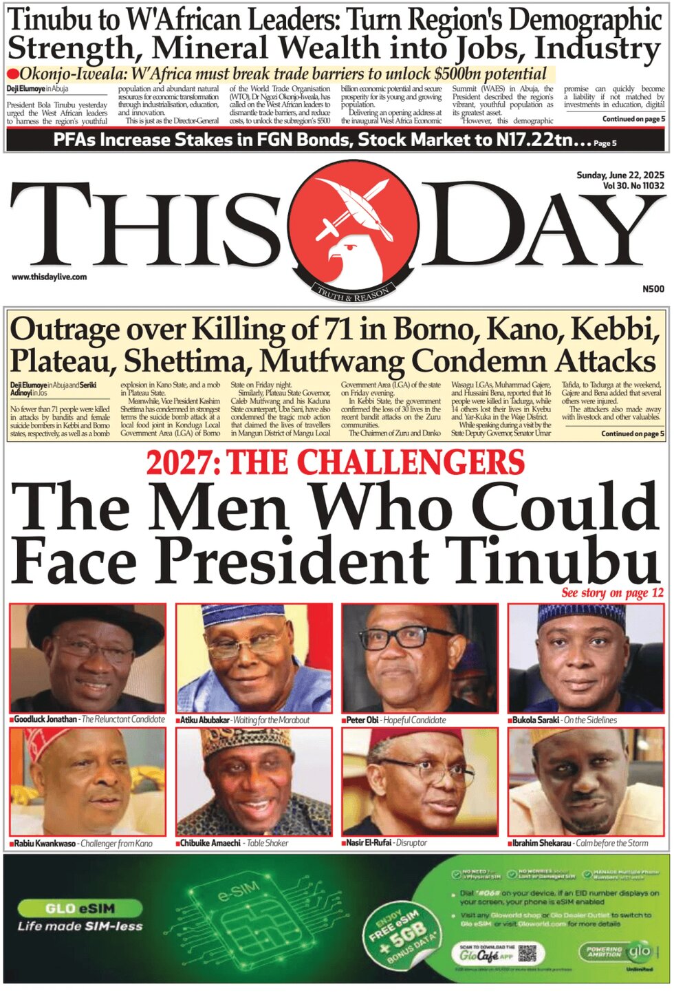 Prima Pagina ThisDay 22/06/2025