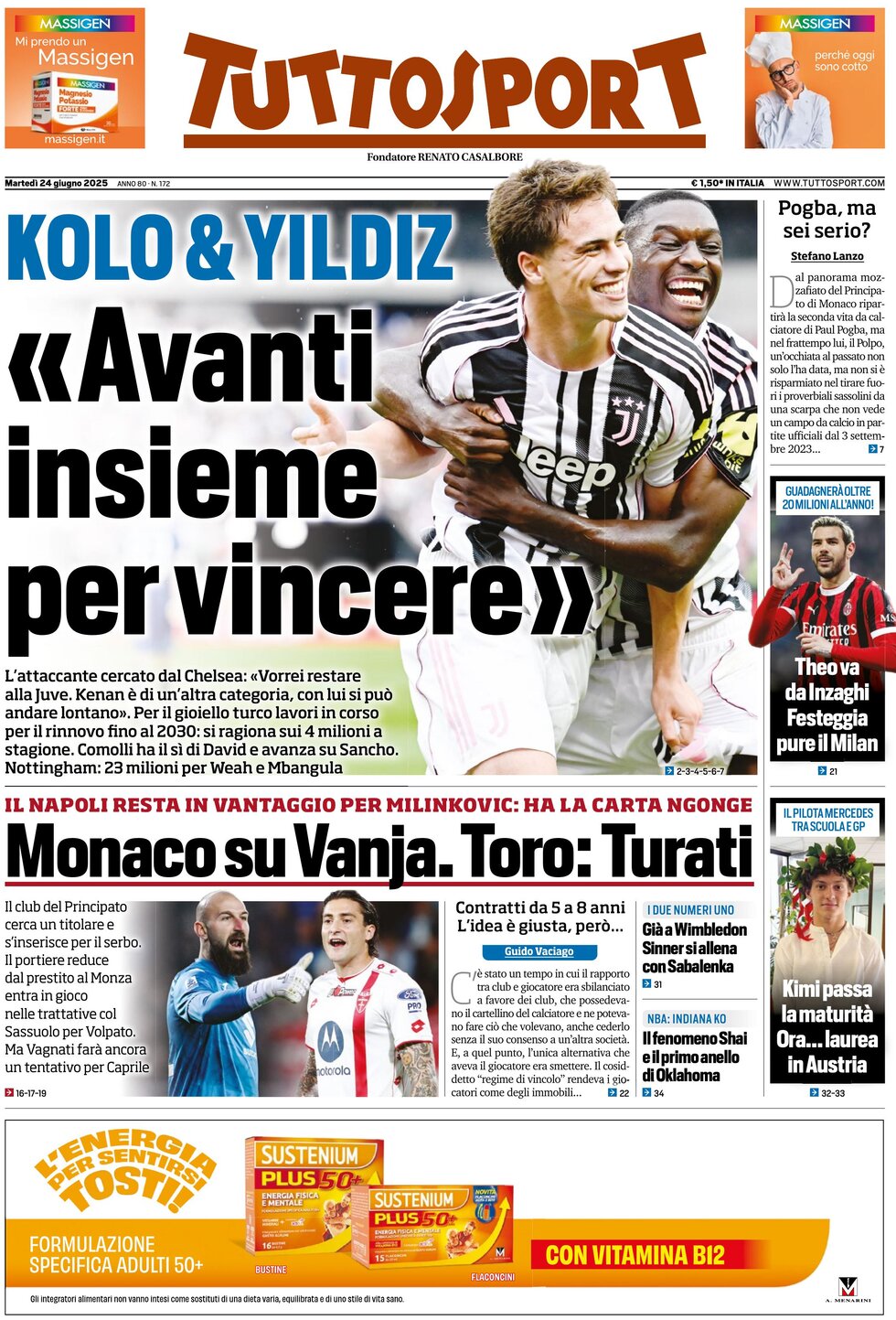 Prima Pagina Tuttosport 24/06/2025