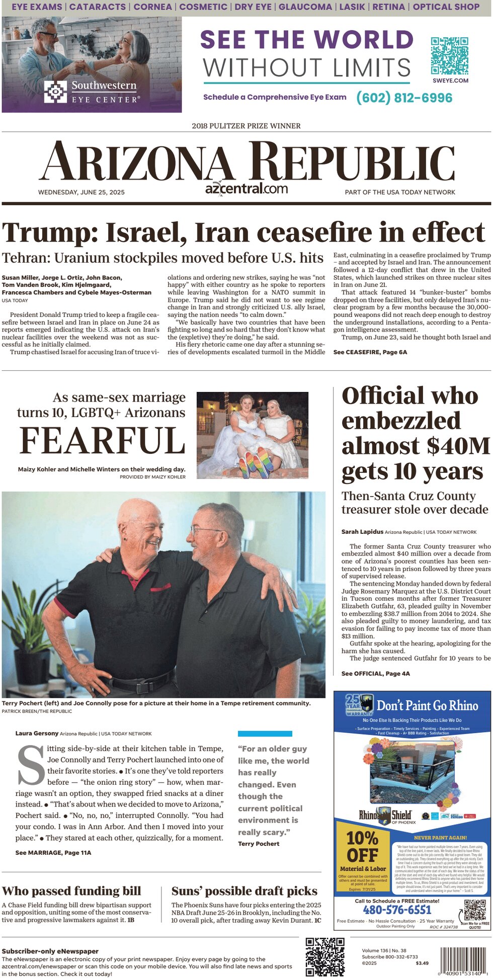 Prima Pagina The Arizona Republic 25/06/2025