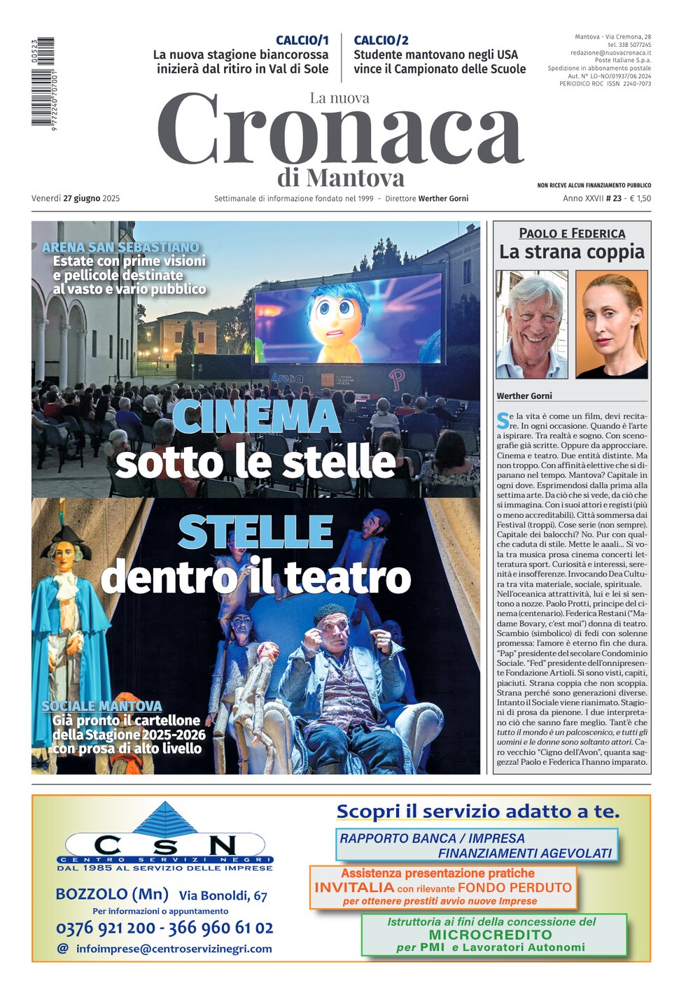 Copertina La nuova Cronaca di Mantova 27/06/2025