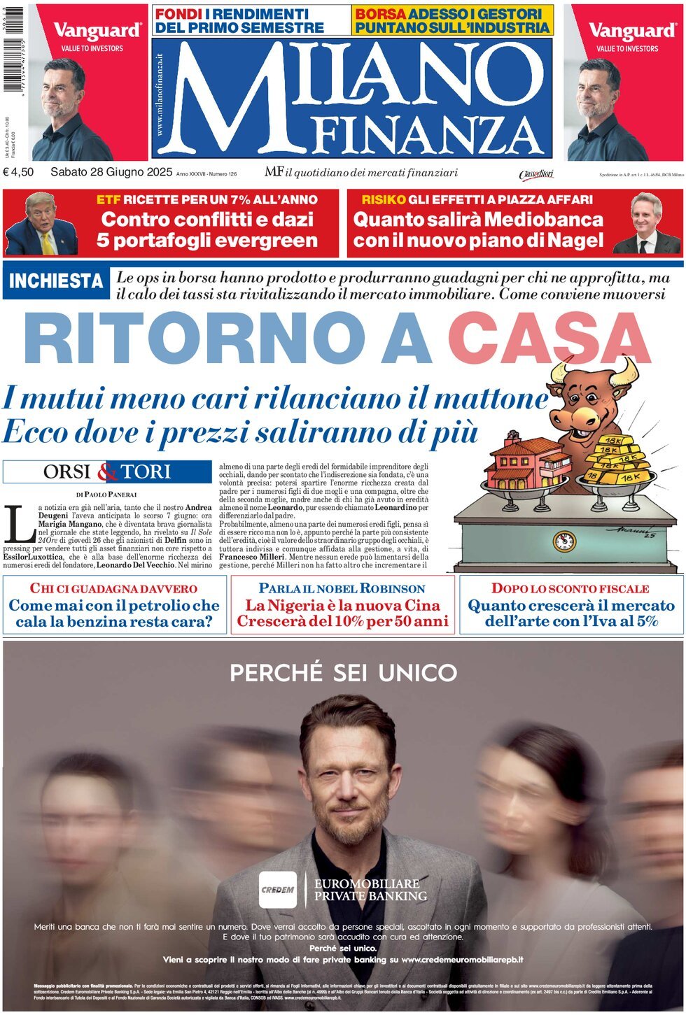 Prima Pagina MF Milano Finanza 28/06/2025