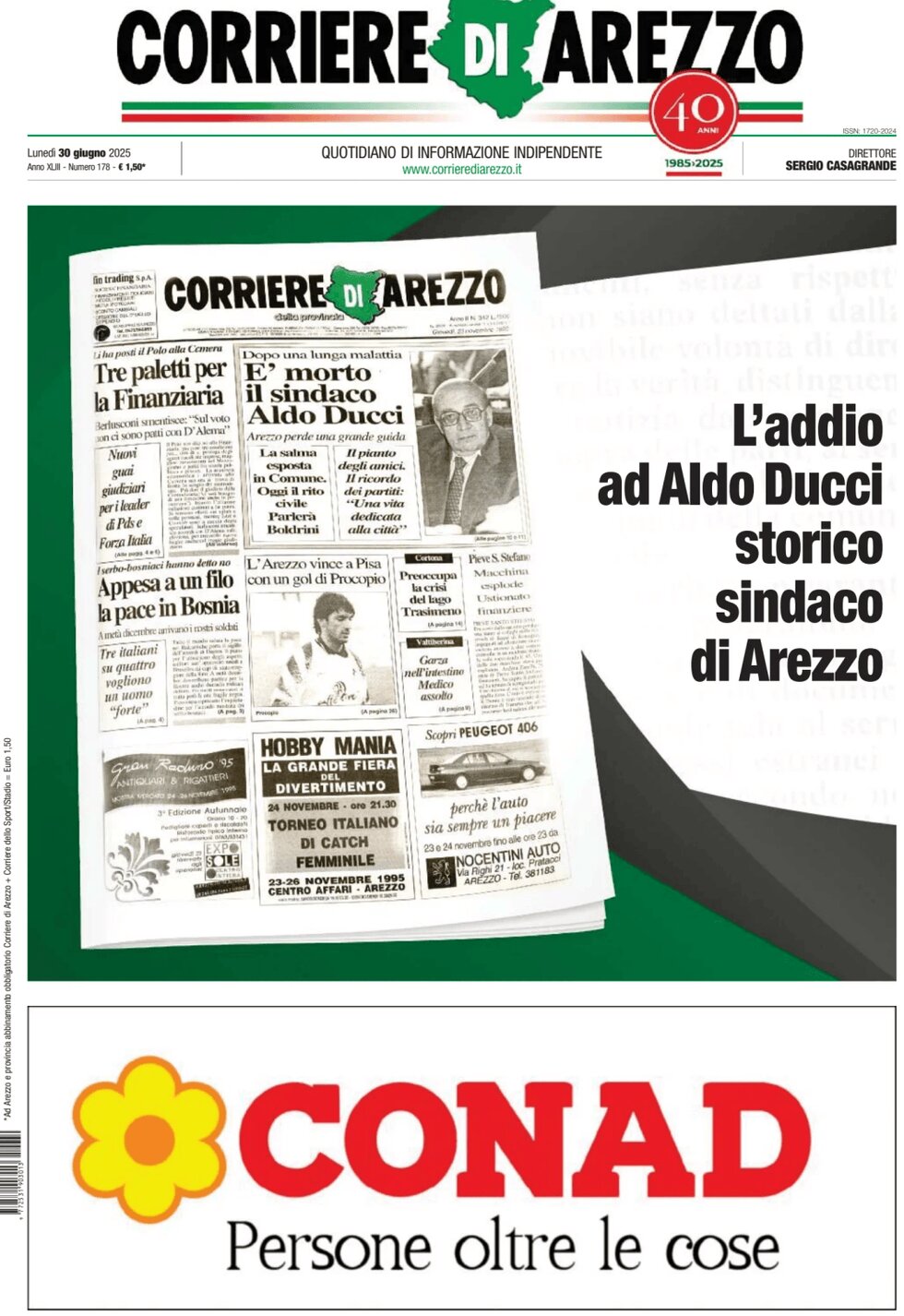 Prima Pagina Corriere di Arezzo 30/06/2025