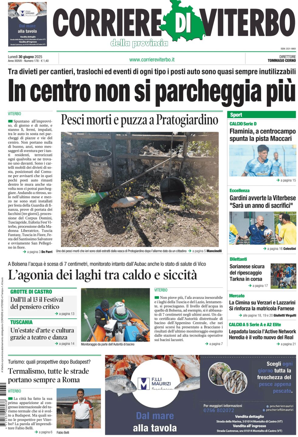 Prima Pagina Corriere di Viterbo 30/06/2025