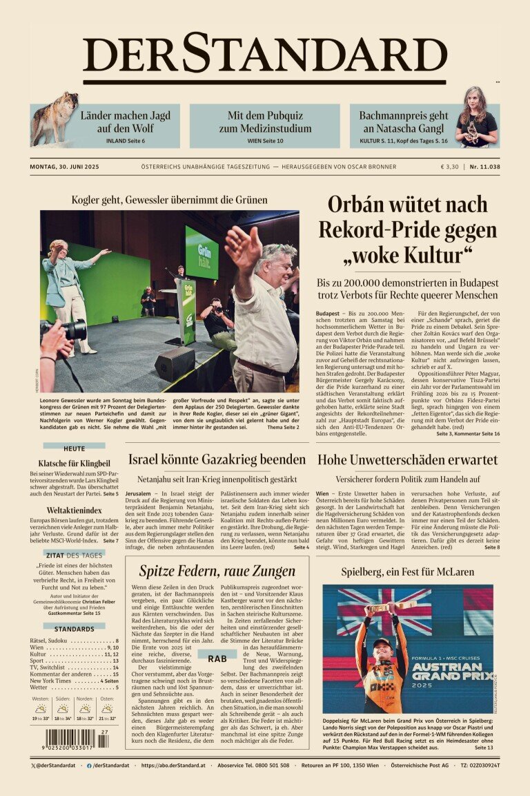 Prima Pagina Der Standard 30/06/2025