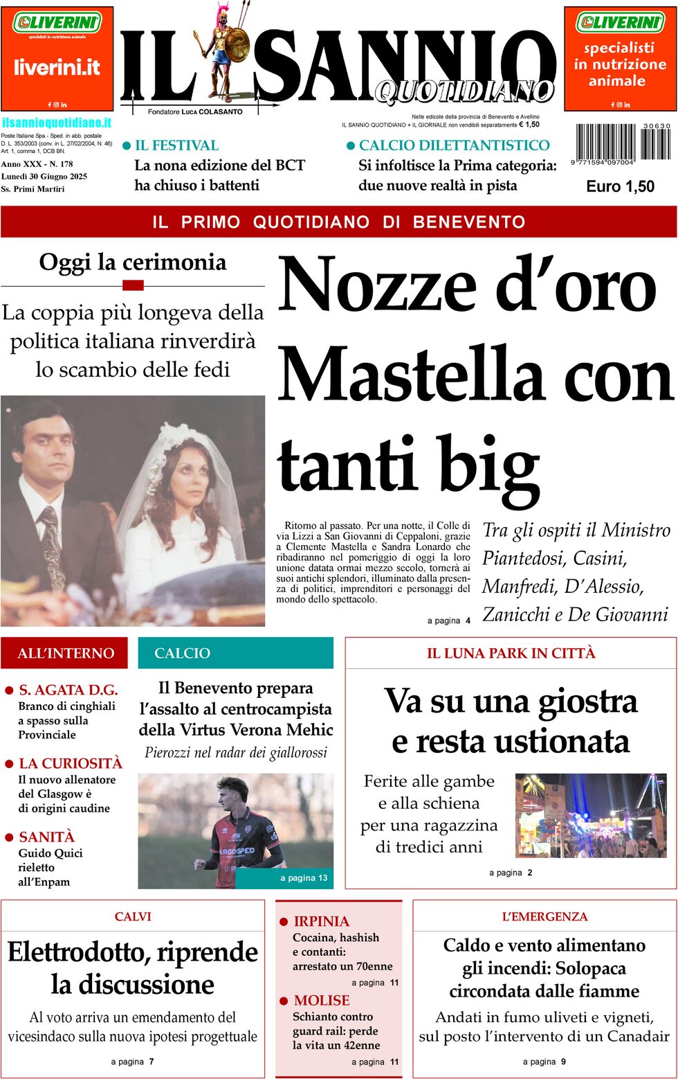 Prima Pagina Il Sannio Quotidiano 30/06/2025