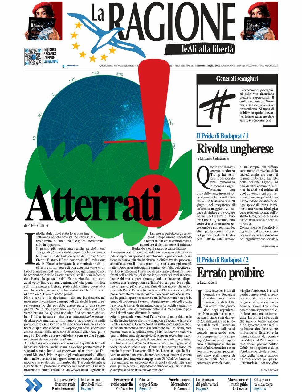 Prima Pagina La Ragione 01/07/2025