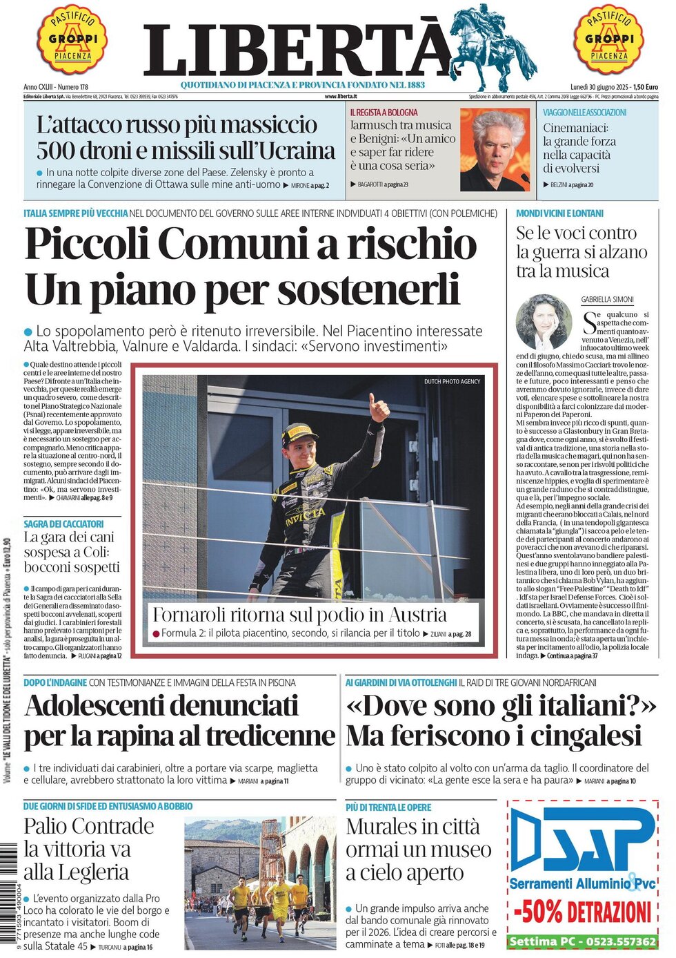 Prima Pagina Libertà (Piacenza) 30/06/2025