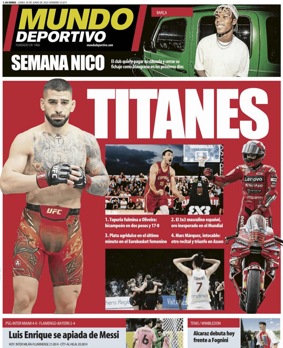 Prima Pagina Mundo Deportivo 30/06/2025