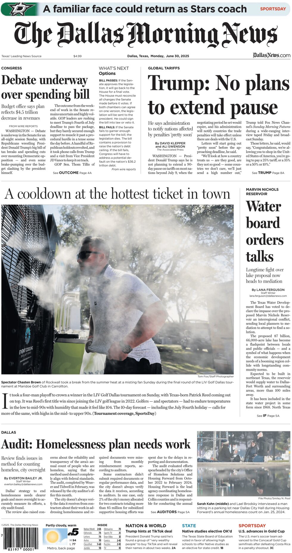Prima Pagina The Dallas Morning News 30/06/2025