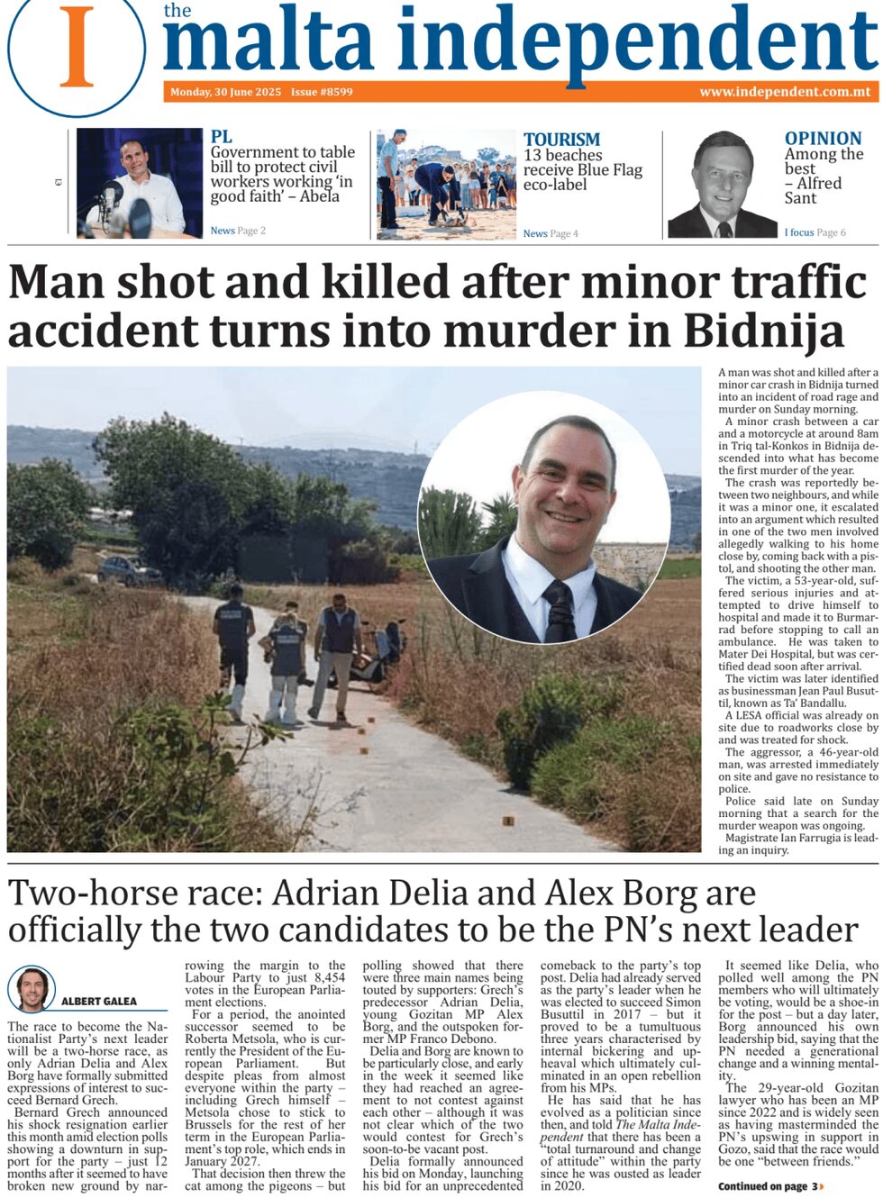 Prima Pagina The Malta Independent 30/06/2025