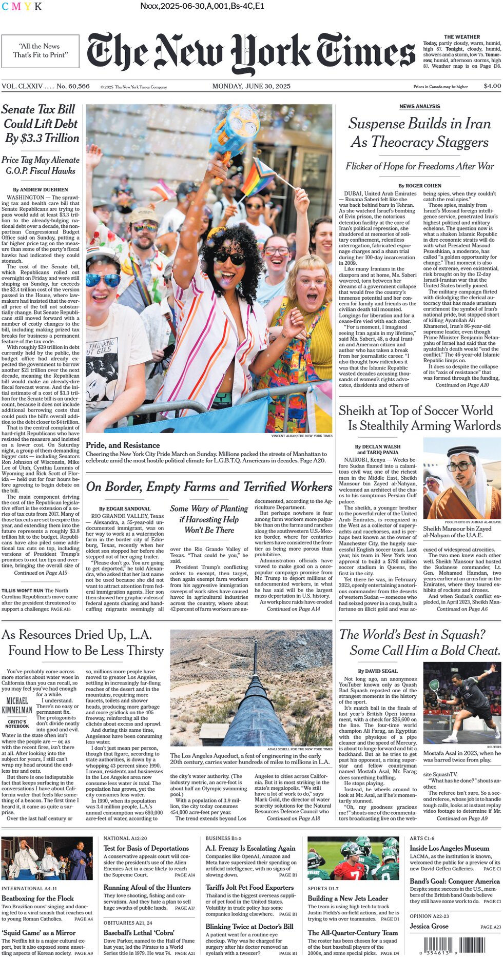 Prima Pagina The New York Times 30/06/2025