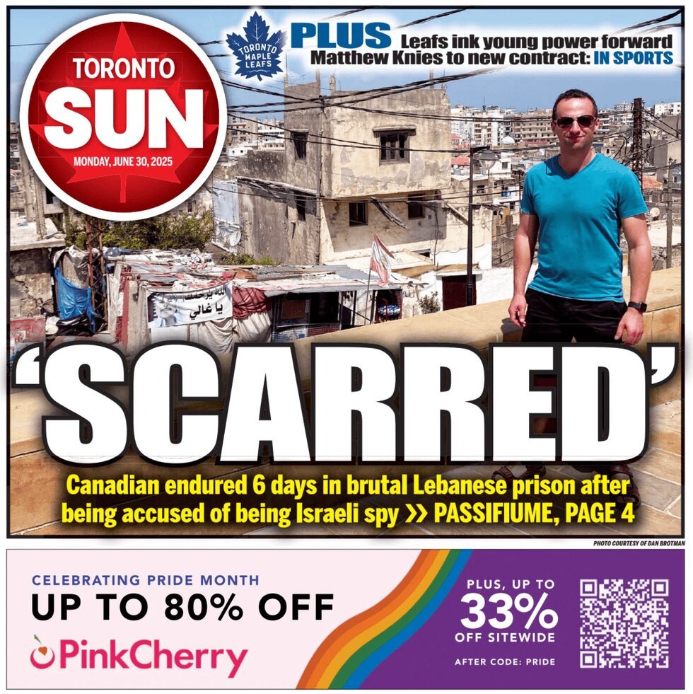 Prima Pagina Toronto Sun 30/06/2025