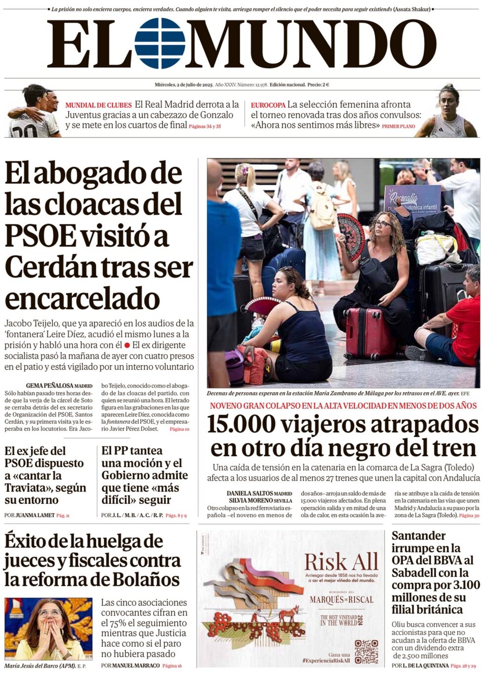 Prima Pagina El Mundo 02/07/2025