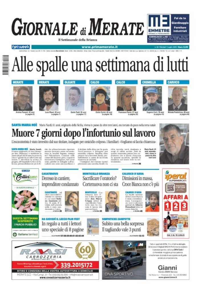 Copertina Giornale di Merate 01/07/2025