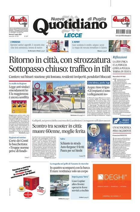 Prima Pagina Nuovo Quotidiano di Puglia (Lecce) 01/07/2025
