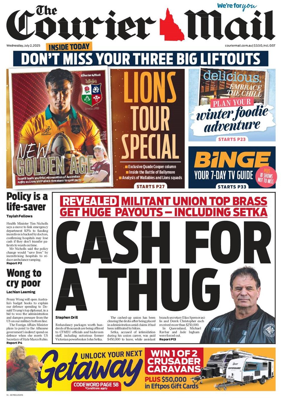 Prima Pagina The Courier-Mail 02/07/2025