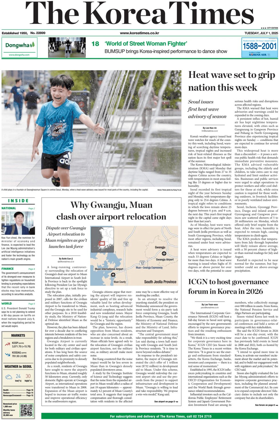 Prima Pagina The Korea Times 01/07/2025