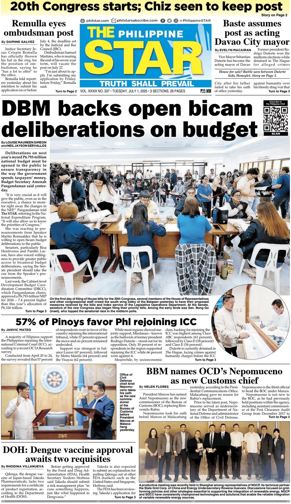 Prima Pagina The Philippine Star 01/07/2025