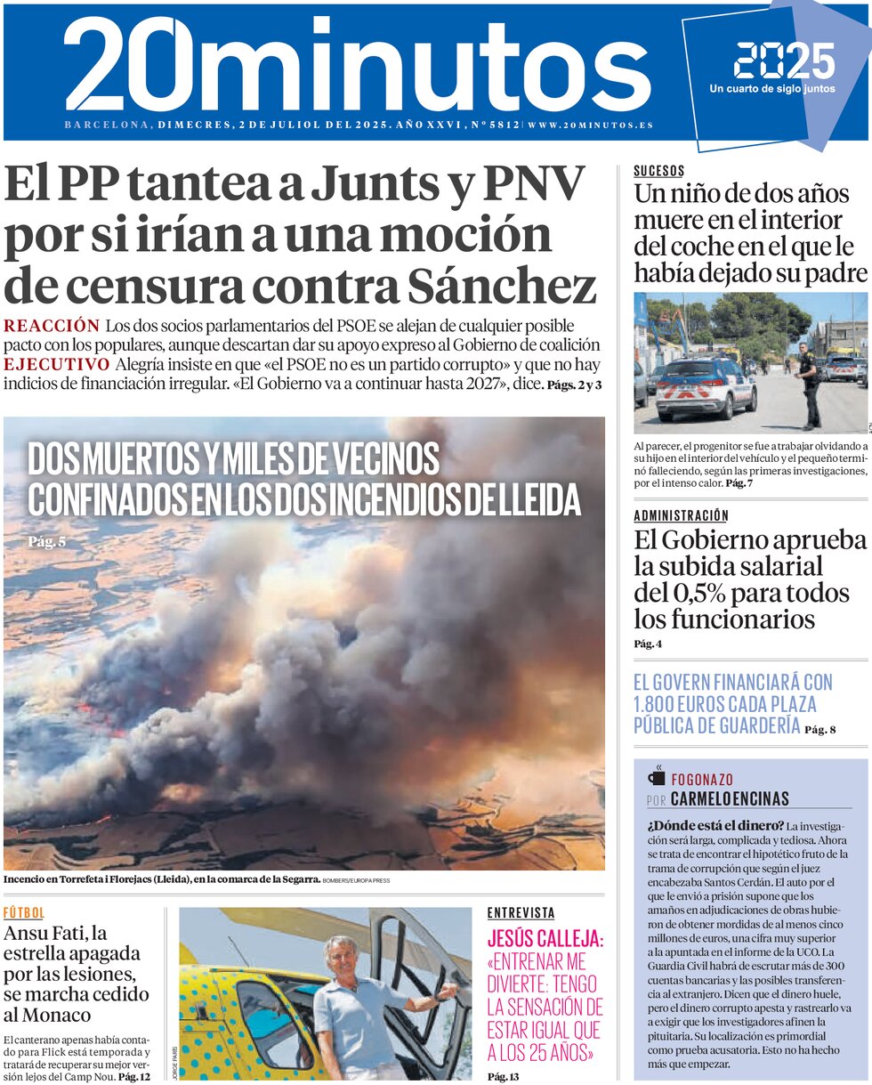 Prima Pagina 20 minutos (Barcelona) 02/07/2025