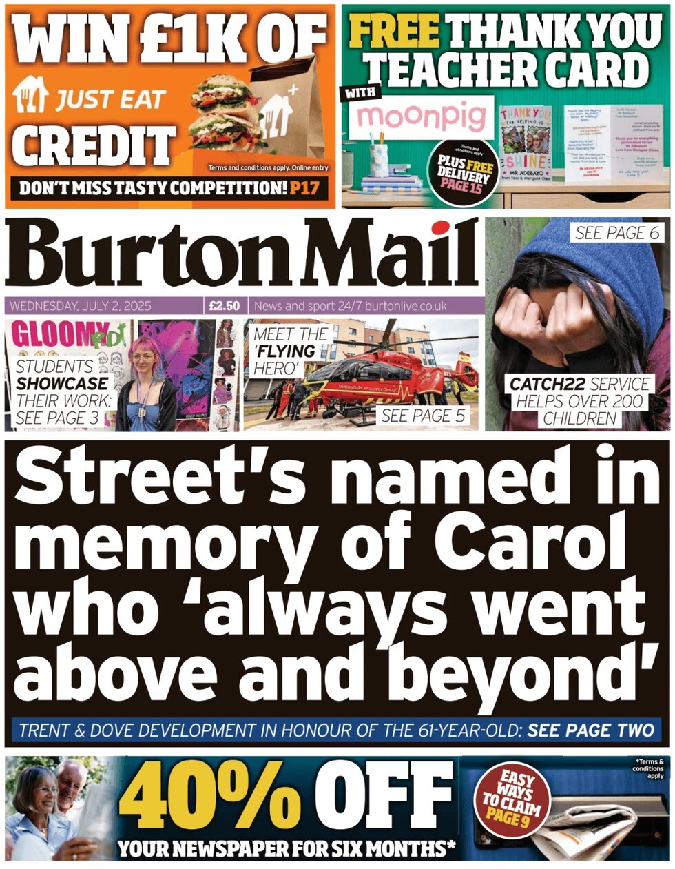 Prima Pagina Burton Mail 02/07/2025