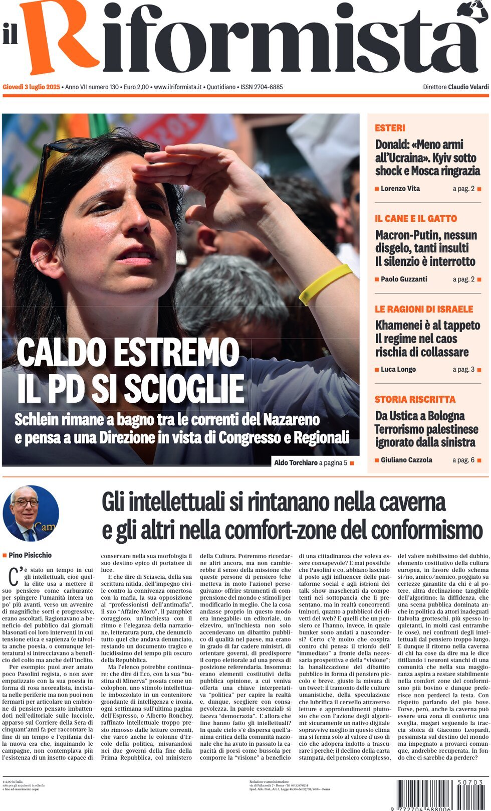 Prima Pagina Il Riformista 03/07/2025