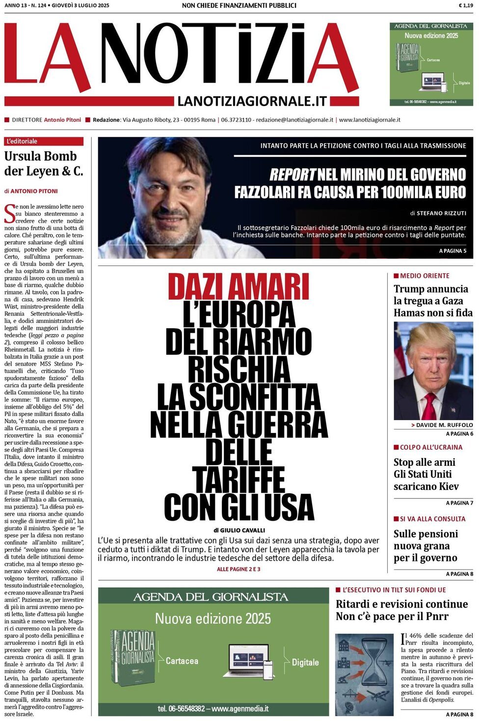 Prima Pagina La Notizia 03/07/2025