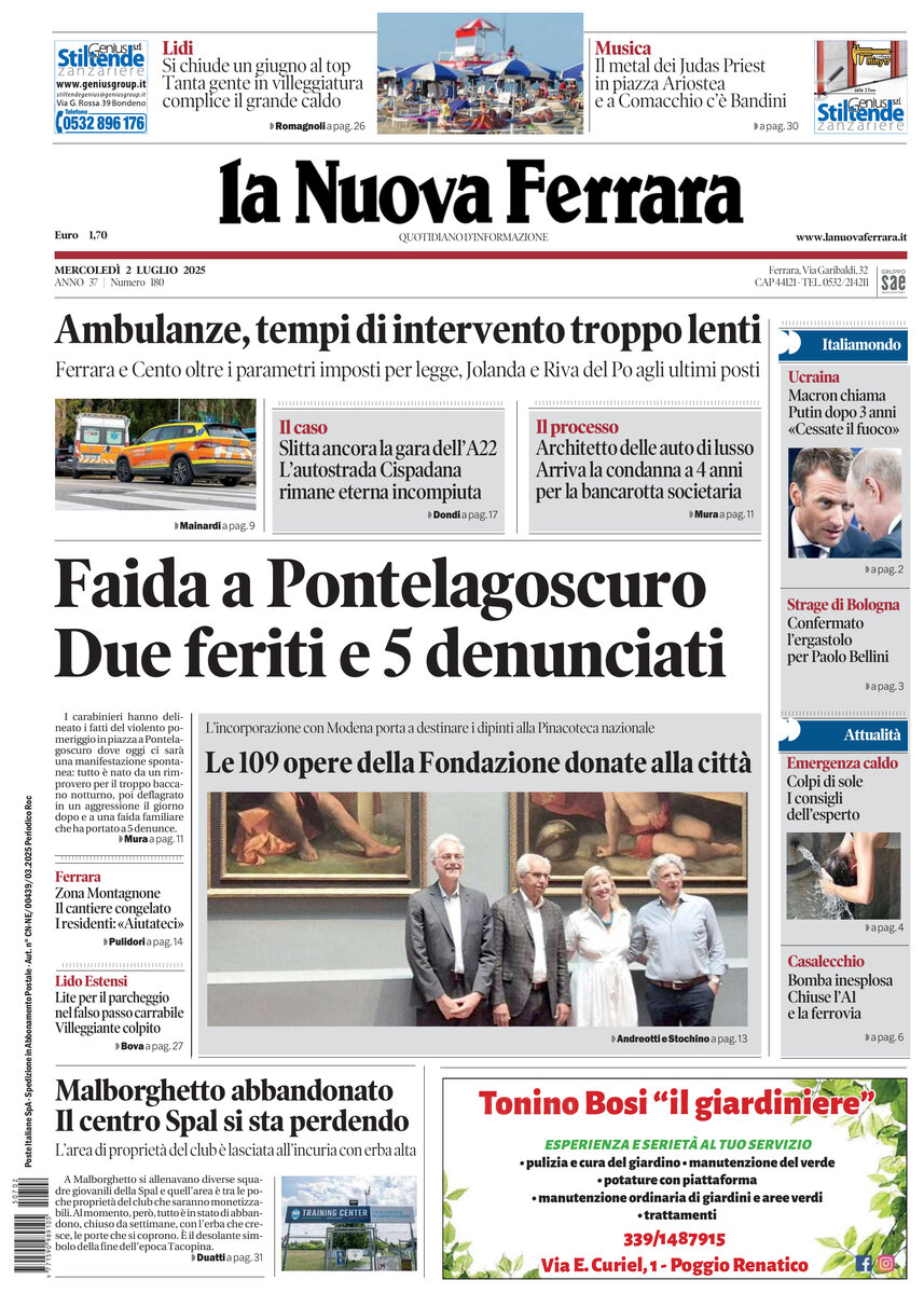 Prima Pagina La Nuova Ferrara 02/07/2025