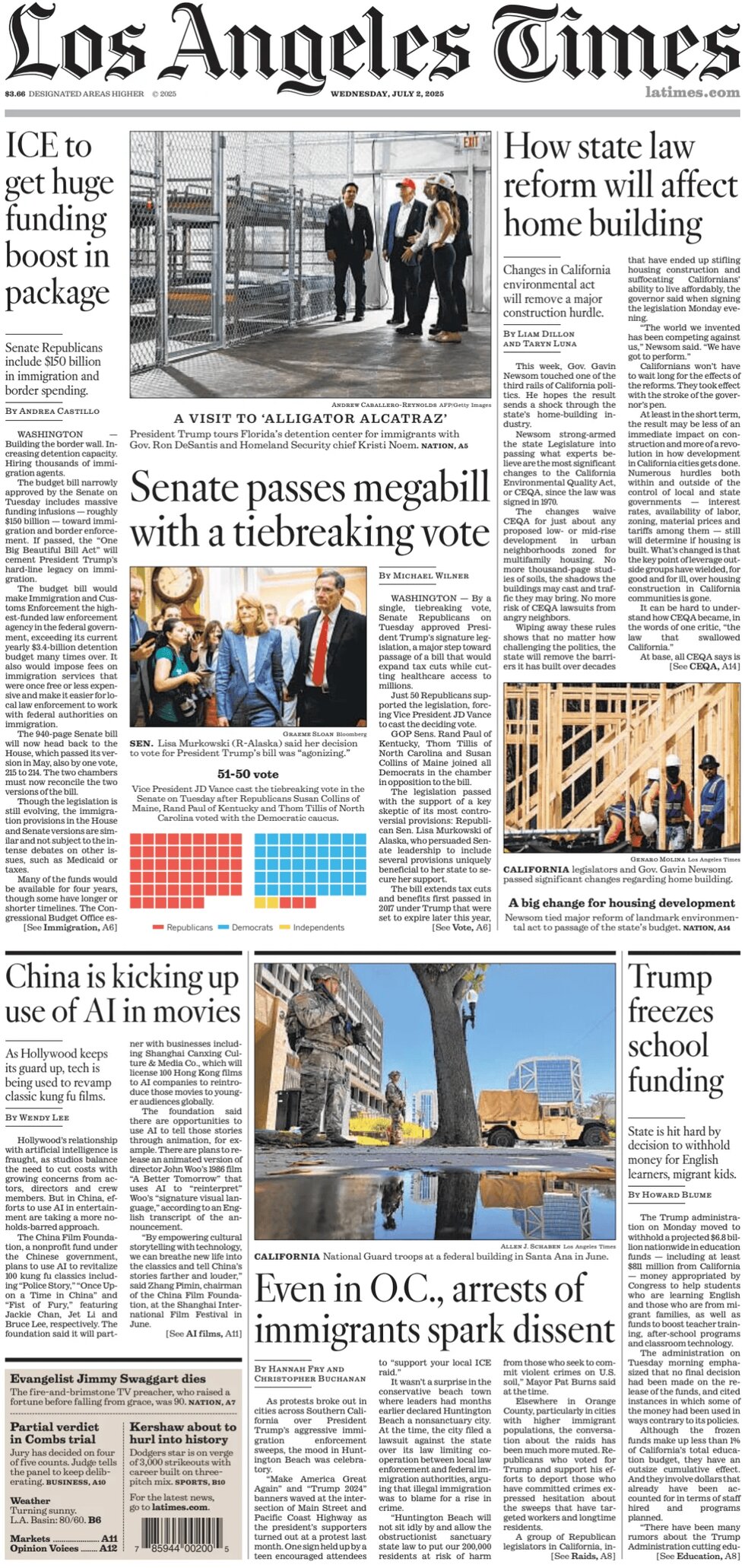 Prima Pagina Los Angeles Times 02/07/2025