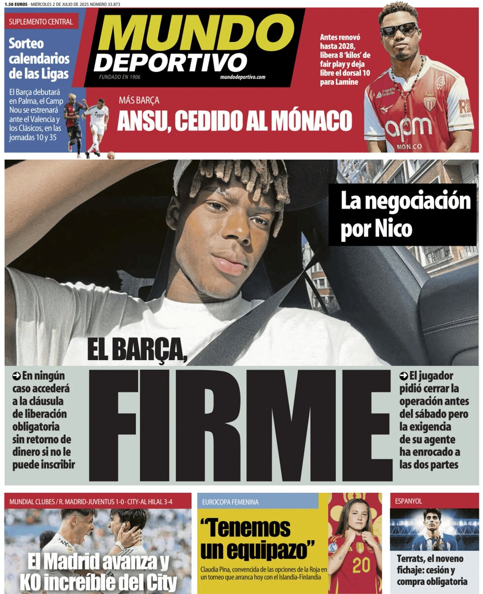 Prima Pagina Mundo Deportivo 02/07/2025