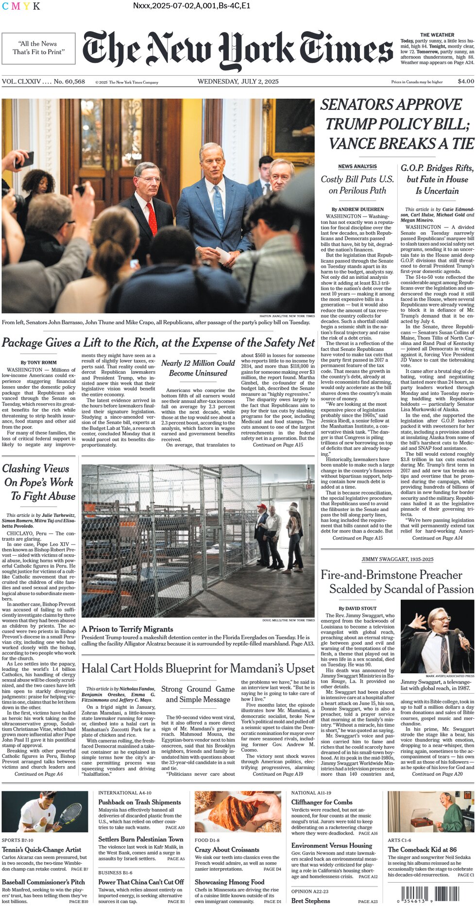 Prima Pagina The New York Times 02/07/2025