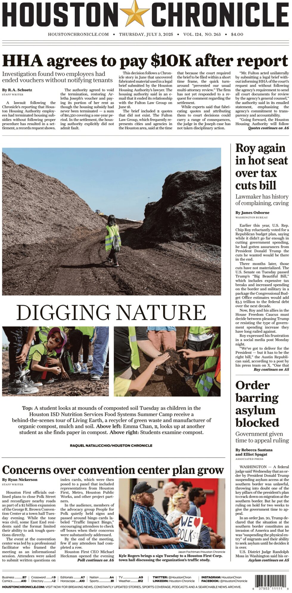 Prima Pagina Houston Chronicle 03/07/2025
