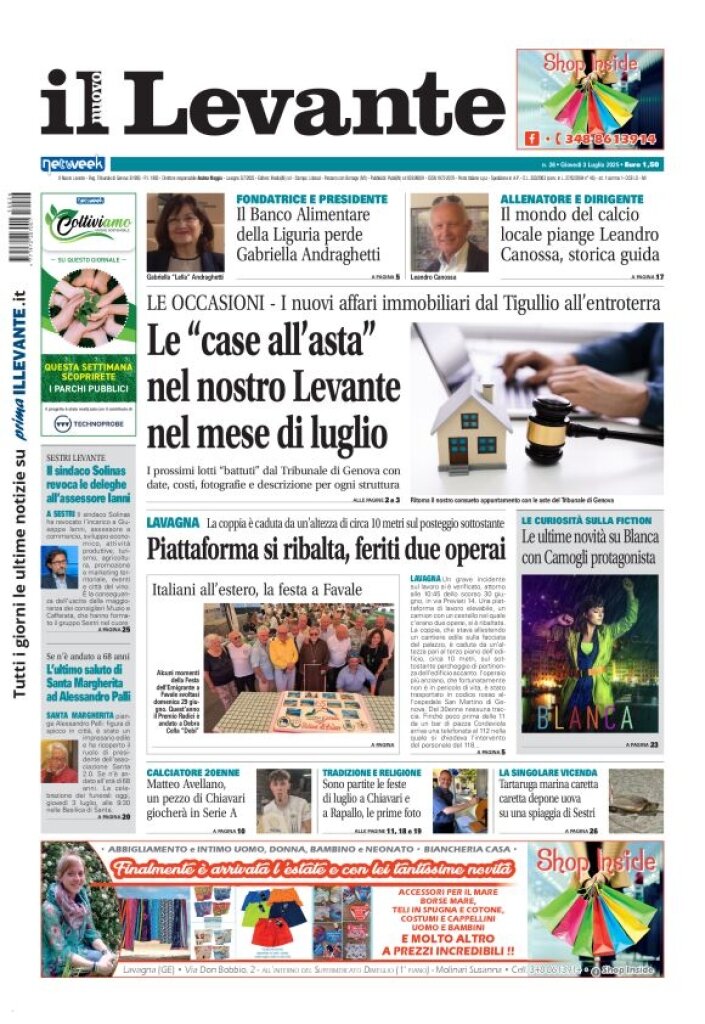 Copertina Il Levante 03/07/2025