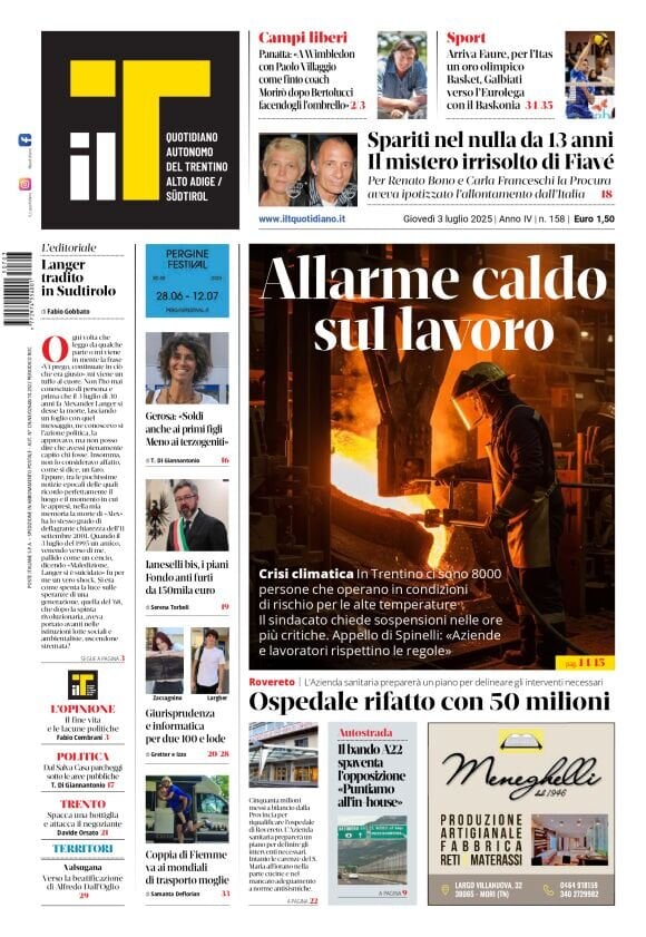 Prima Pagina Il T Quotidiano 03/07/2025