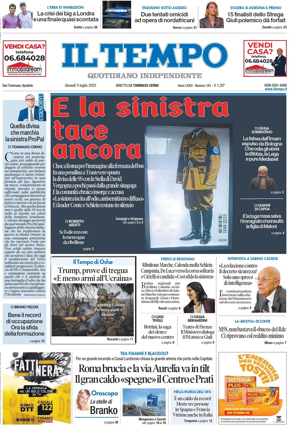 Prima Pagina Il Tempo 03/07/2025