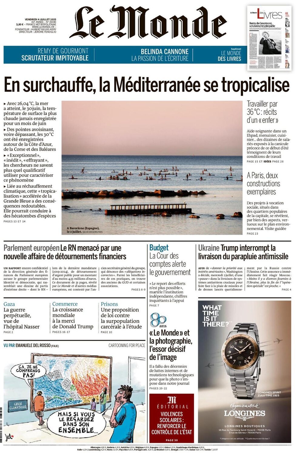 Prima Pagina Le Monde 04/07/2025