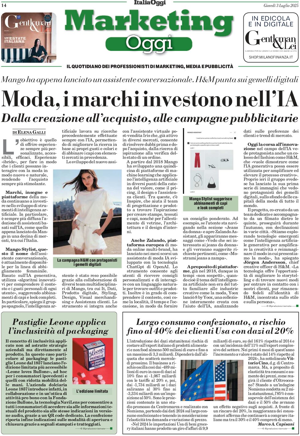 Prima Pagina Marketing Oggi 03/07/2025
