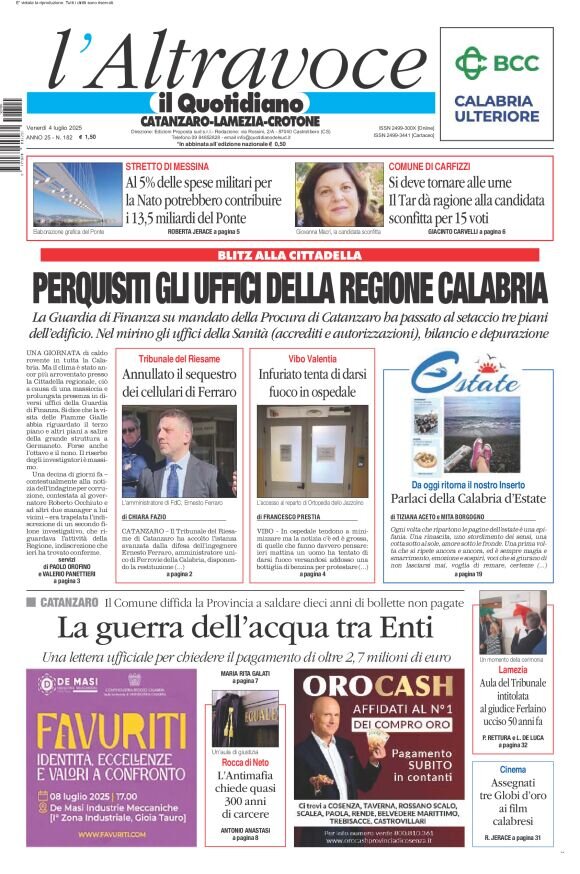 Prima Pagina Il Quotidiano del Sud (Catanzaro) 04/07/2025