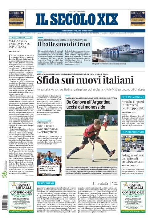 Prima Pagina Il Secolo XIX 04/07/2025