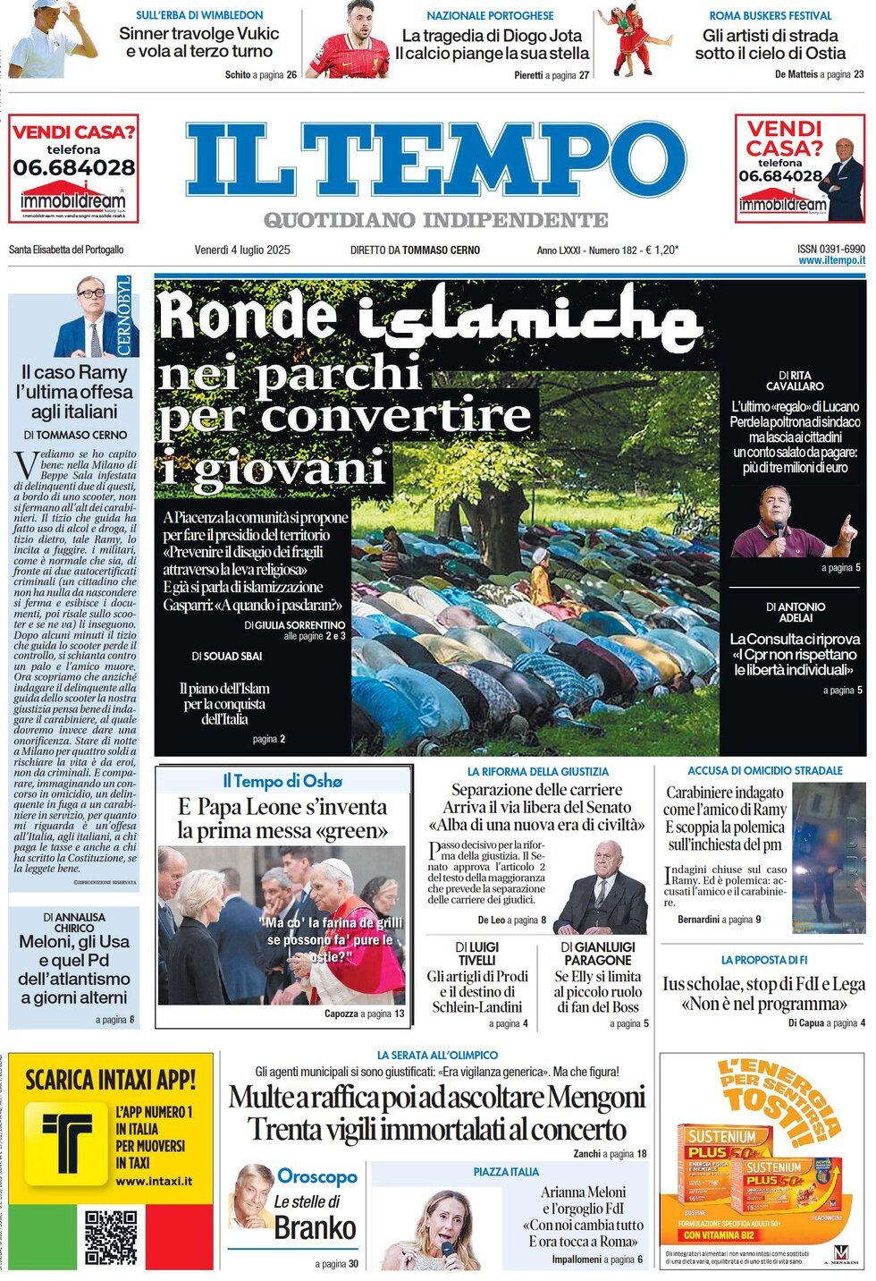 Prima Pagina Il Tempo 04/07/2025