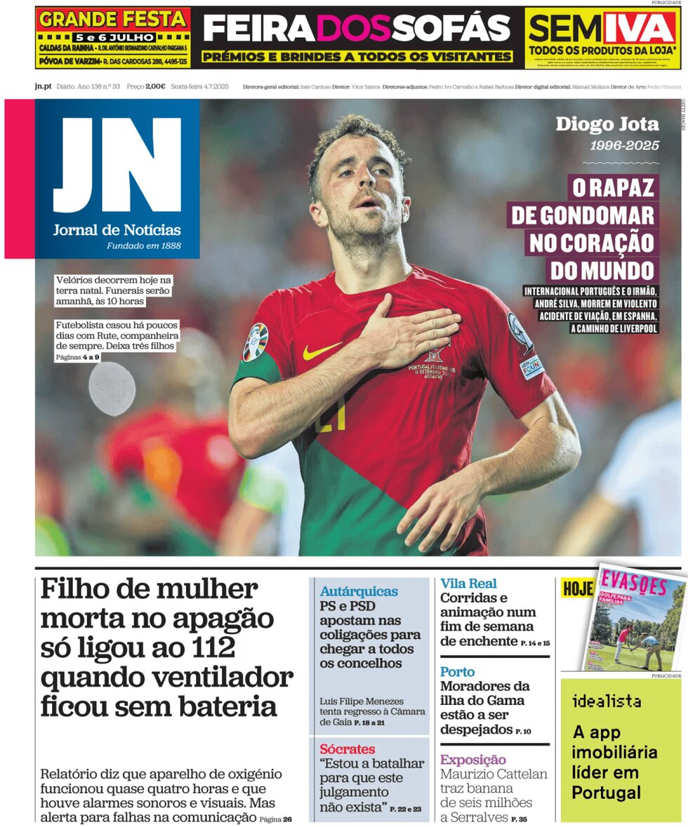 Prima Pagina Jornal de Notícias 04/07/2025